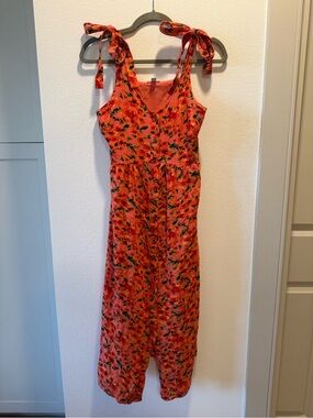DLP Coral Floral Tie Strap Midi Dress | XS